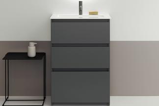  Lin20 Waschtisch Stadtbad in Dunkelgrau Matt von burgbad