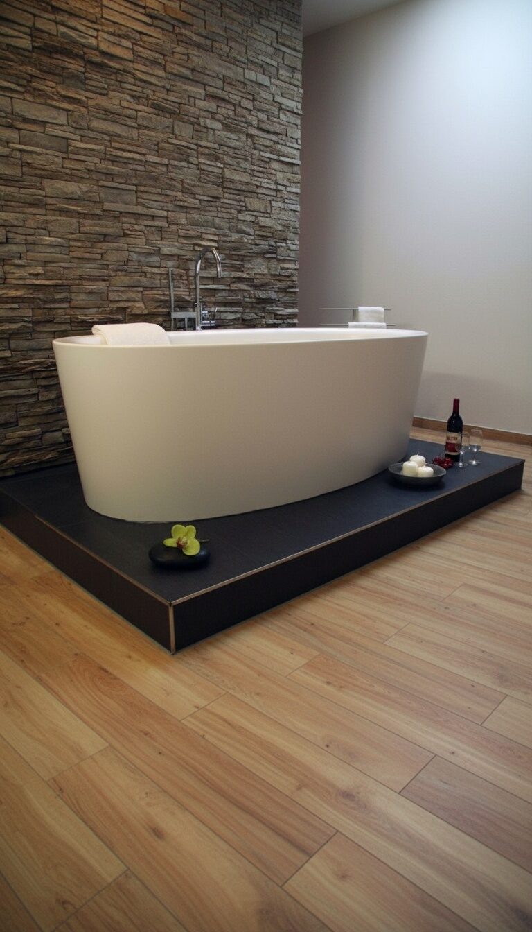 Neues Modernes bad mit toller Steinwand in Kandern